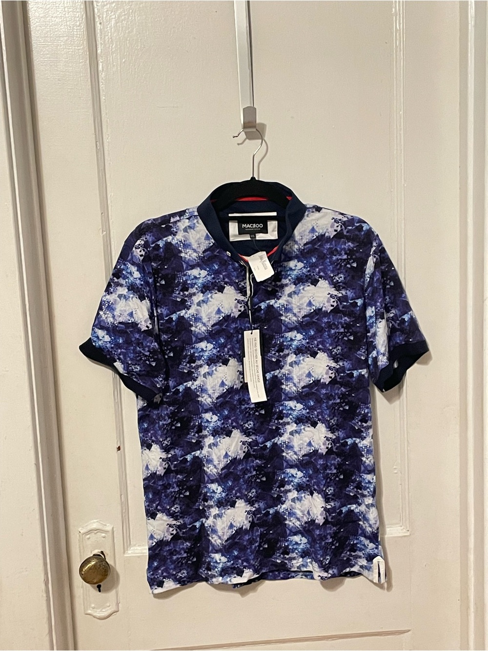 Blue Abstract Print Polo Shirt